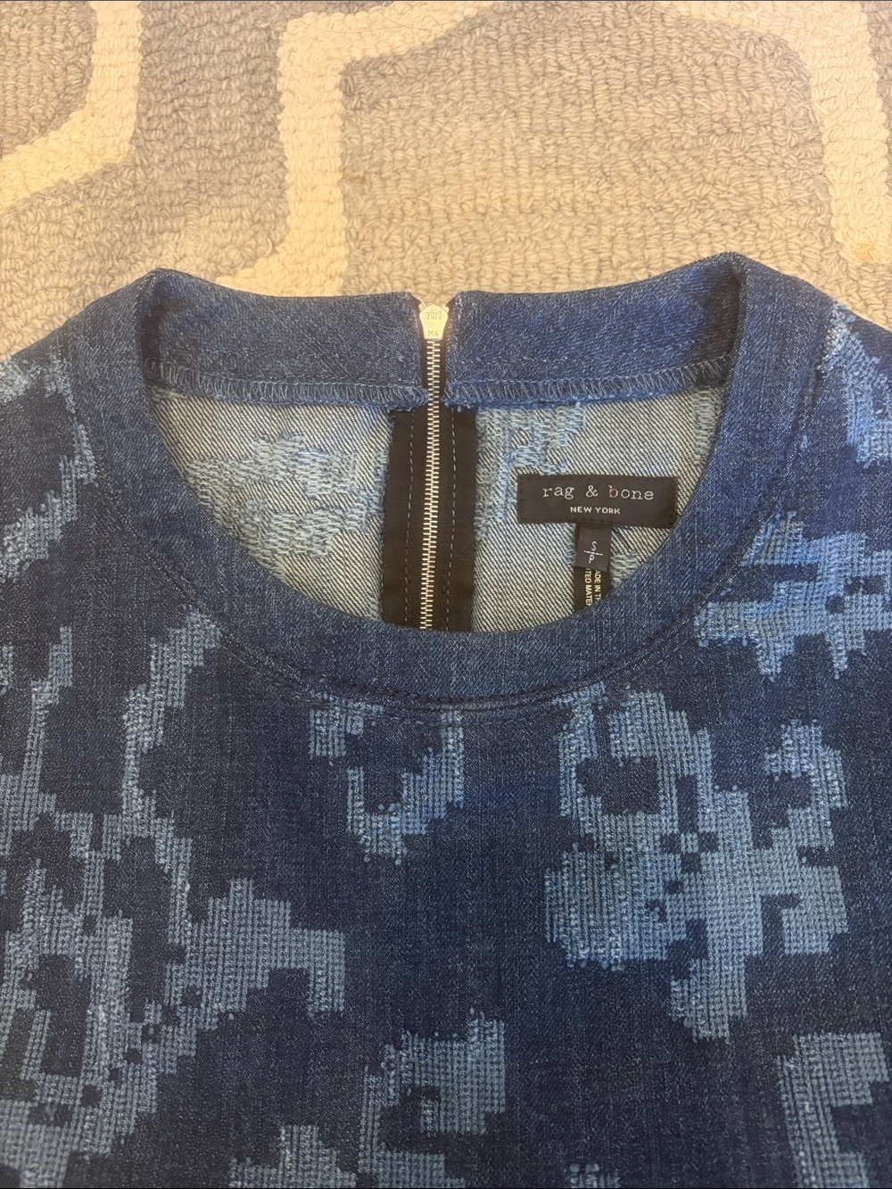 rag & bone Women's Blue Denim-Patterned Mini Dress